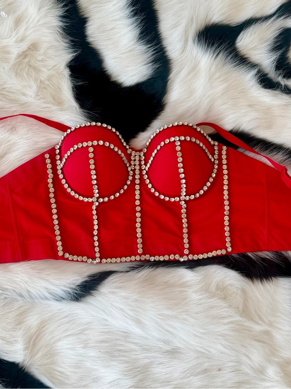 Red Rhinestone Bustier Corset Top, worn once, gorgeous and sparkly - Picture 2 of 5